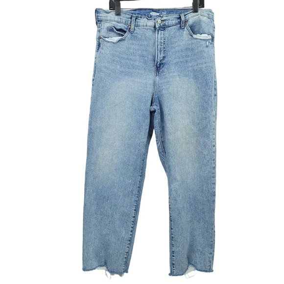 Old Navy Denim - Old Navy Ankle Jeans Sky Hi Straight Raw Hem READ Sz 16 Stretch Extra High Rise